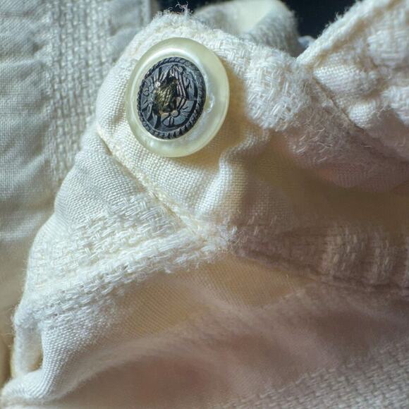 Vintage 80s/90s Petite Sophisticate Cotton Button-Down Shirt | Textured Ivory Cr - Picture 3 of 8